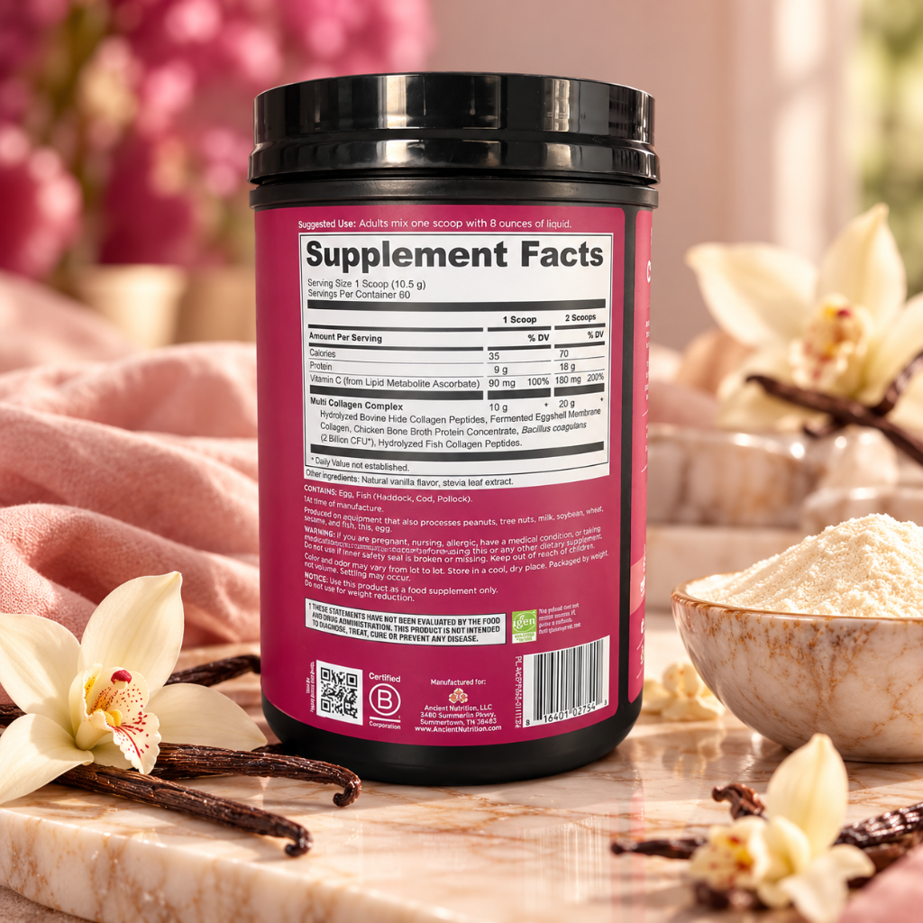 Ancient Nutrition Multi Collagen Protein Vanilla 22.2 oz 60 Servings Dietary Supplement