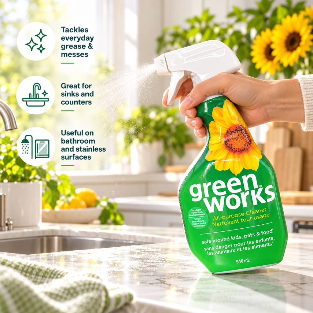 Green Works All-Purpose Cleaner Spray – Plant & Mineral Based Multi-Surface Cleaner 946 mL