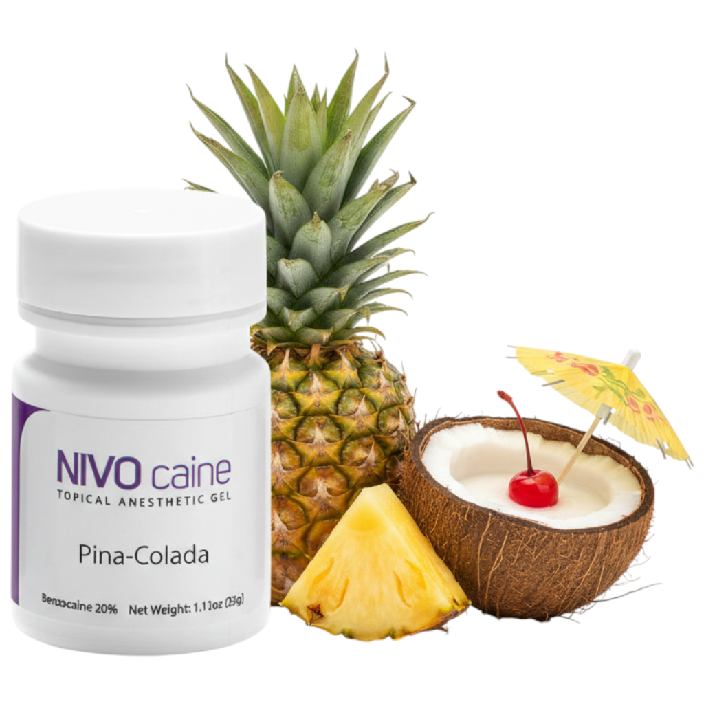 NIVO-Caine Dental Topical Anesthetic Gel Pina Colada 20% Benzocaine 1oz Jar