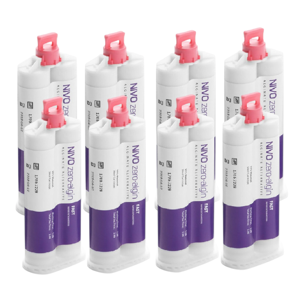 NIVO Zero Algin Dental Alginate Alternative Fast Set Mint VPS Impression Material 8×50mL Cartridges NZA Hero