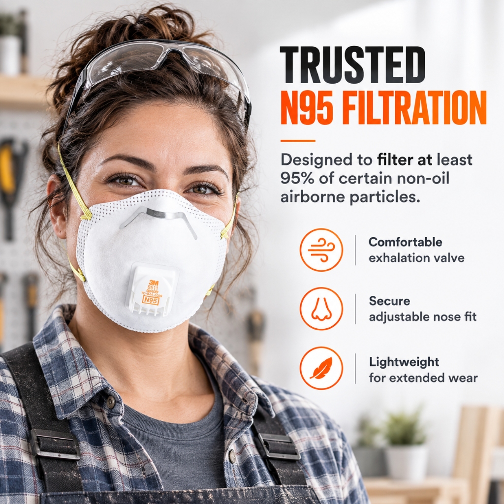 3M 8511 N95 Particulate Respirator with Cool Flow Valve 5 Pack