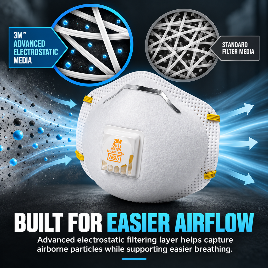 3M 8511 N95 Particulate Respirator with Cool Flow Valve 5 Pack