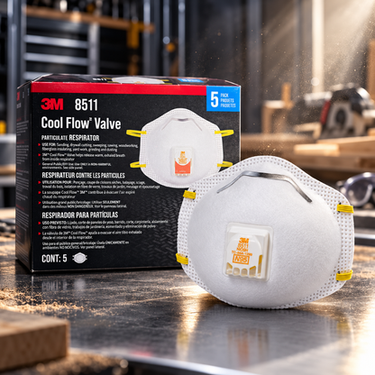 3M 8511 N95 Particulate Respirator with Cool Flow Valve 5 Pack