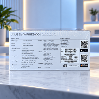 ASUS ZenWiFi BE3600 Dual-Band WiFi 7 Mesh Router 2-Pack 3600 Mbps