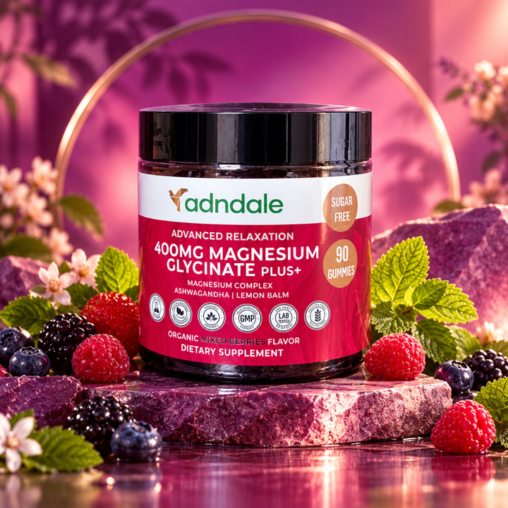 Adndale Magnesium Glycinate Gummies 400mg with Ashwagandha &amp; Lemon Balm 90 Count