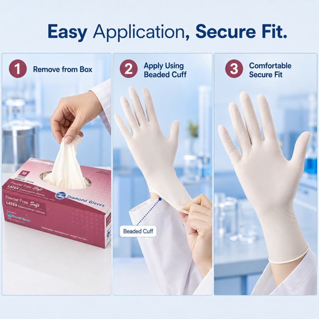 Advance IF 62 Powder Free Latex Exam Gloves How