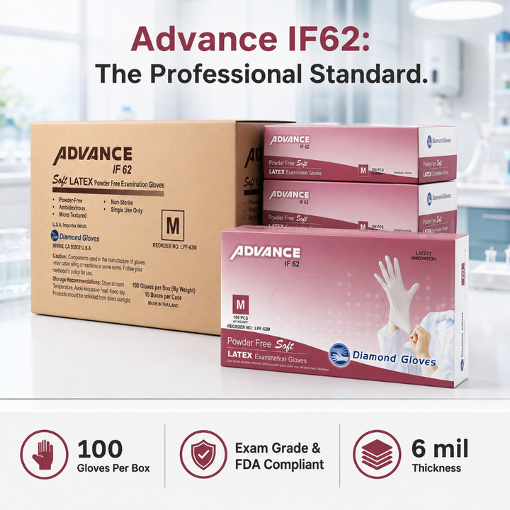Advance IF 62 Powder Free Latex Exam Gloves Pro
