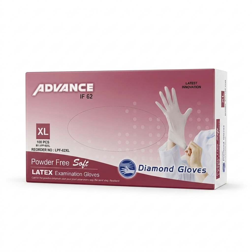 Advance IF 62 Powder Free Latex Exam Gloves X-Large White 6 Mil 100 Count