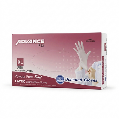 Advance IF 62 Powder Free Latex Exam Gloves X-Large White 6 Mil 100 Count