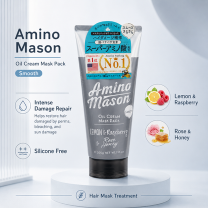 Amino Mason Smooth Oil Cream Hair Mask Pack Lemon Raspberry Rose Honey 200g