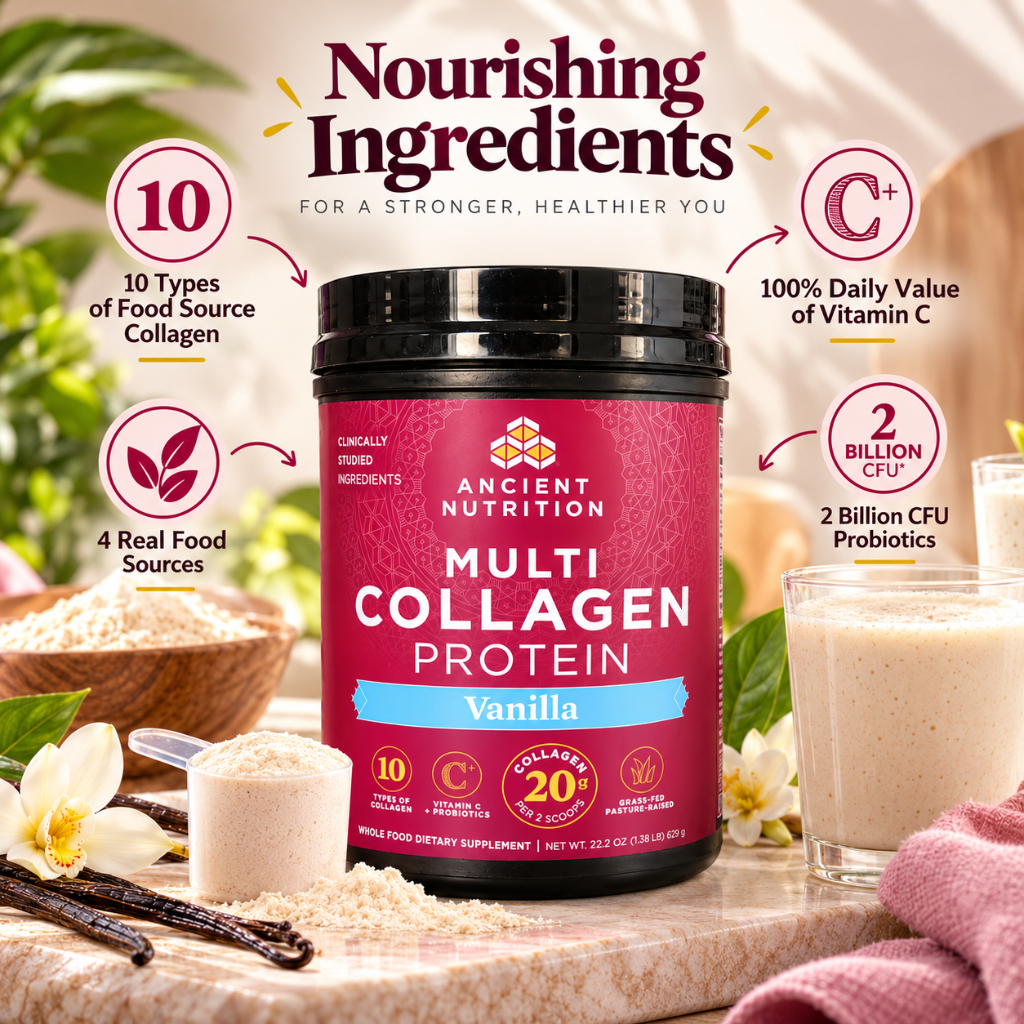 Ancient Nutrition Multi Collagen Protein Vanilla 22.2 oz 60 Servings Dietary Supplement