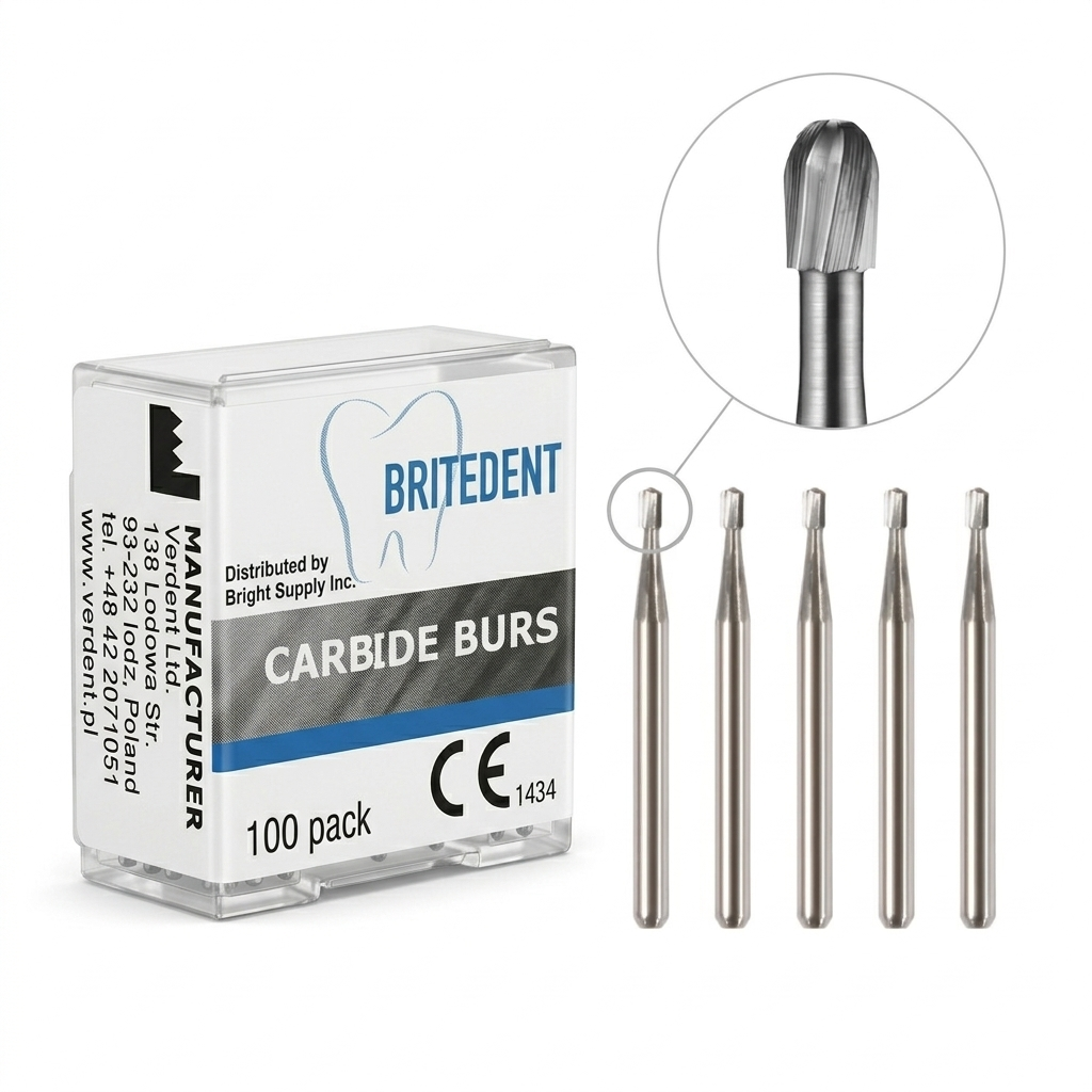 BRITEDENT Carbide Burs FG 330 Pear Shape 100/Box – Dental Operative Burs Hero