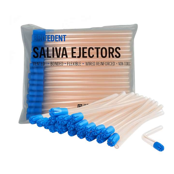 Britedent Saliva Ejectors Clear with Blue Tip – Disposable Dental Suction Tubes (100 or 1000 Pack) Pack