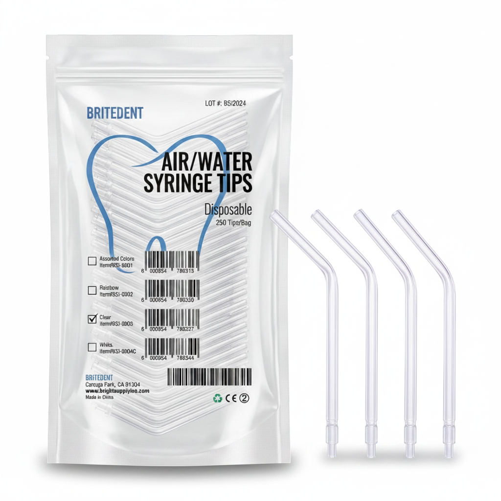 BRITEDENT Disposable Air Water Syringe Tips Clear 250 Count