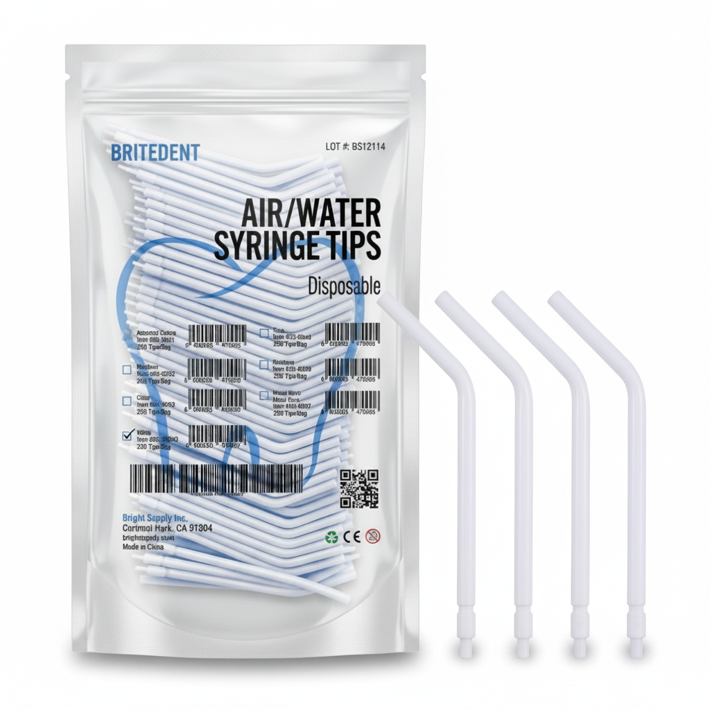 BRITEDENT Disposable Air Water Syringe Tips Opaque White 250 Count