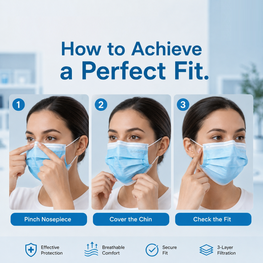 BRITEDENT ASTM Level 3 Earloop Face Masks 3-Ply 50 Count How