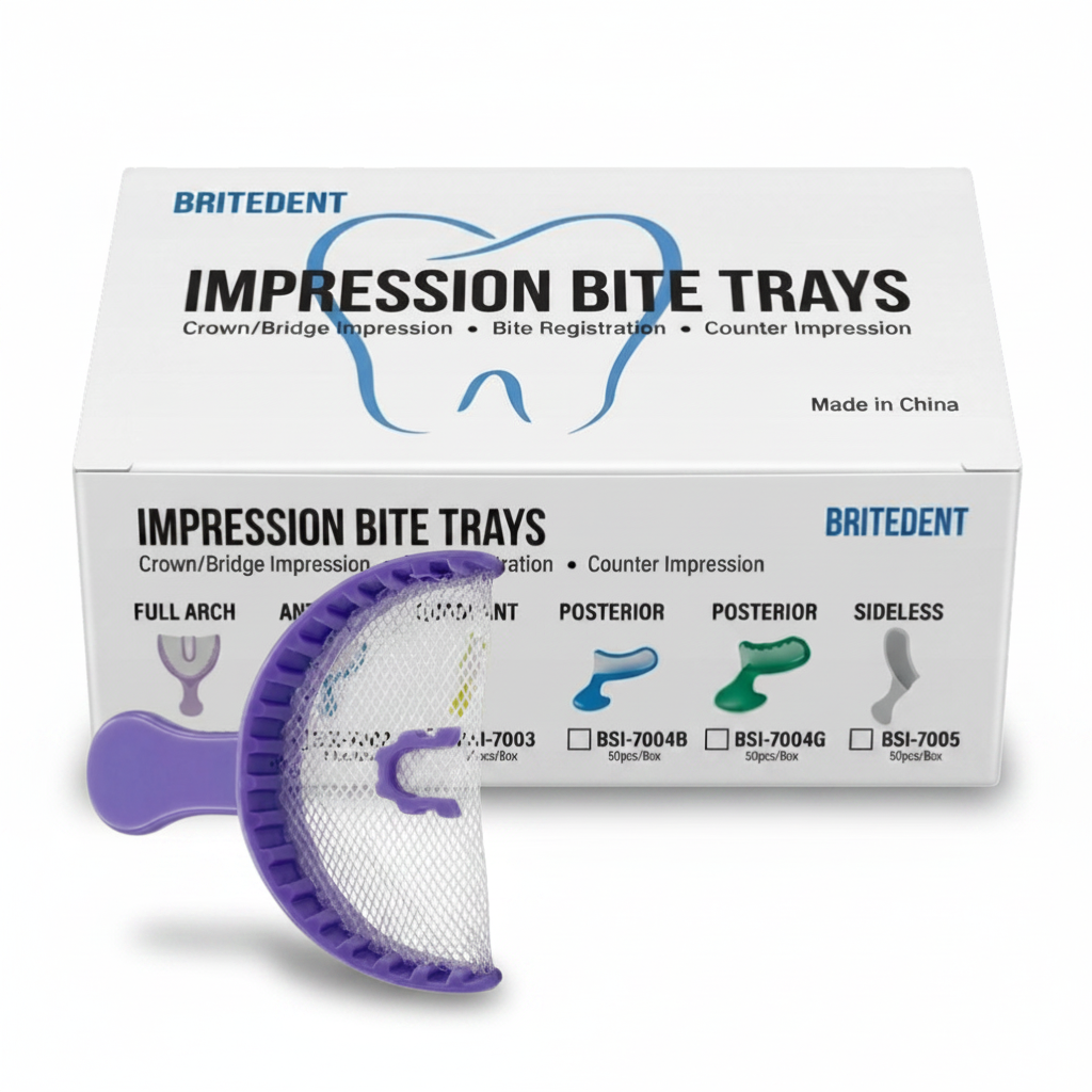 BRITEDENT Anterior Bite Registration Trays Purple 35 Count Disposable Impression Trays