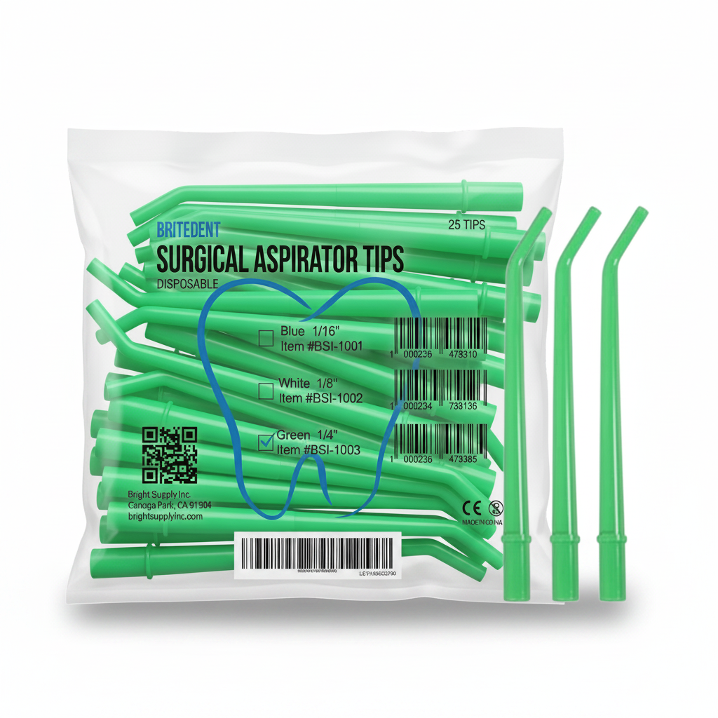 BRITEDENT Aspirator Suction Tips Large Green 1/4 25 Count