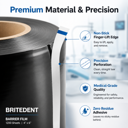 BRITEDENT Barrier Film 4 x 6 1200 Sheets with Dispenser Box Material