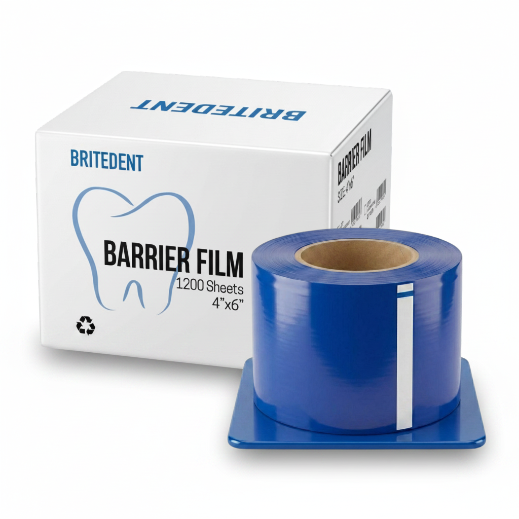 BRITEDENT Barrier Film 4" x 6" Blue 1200 Sheets with Dispenser Box