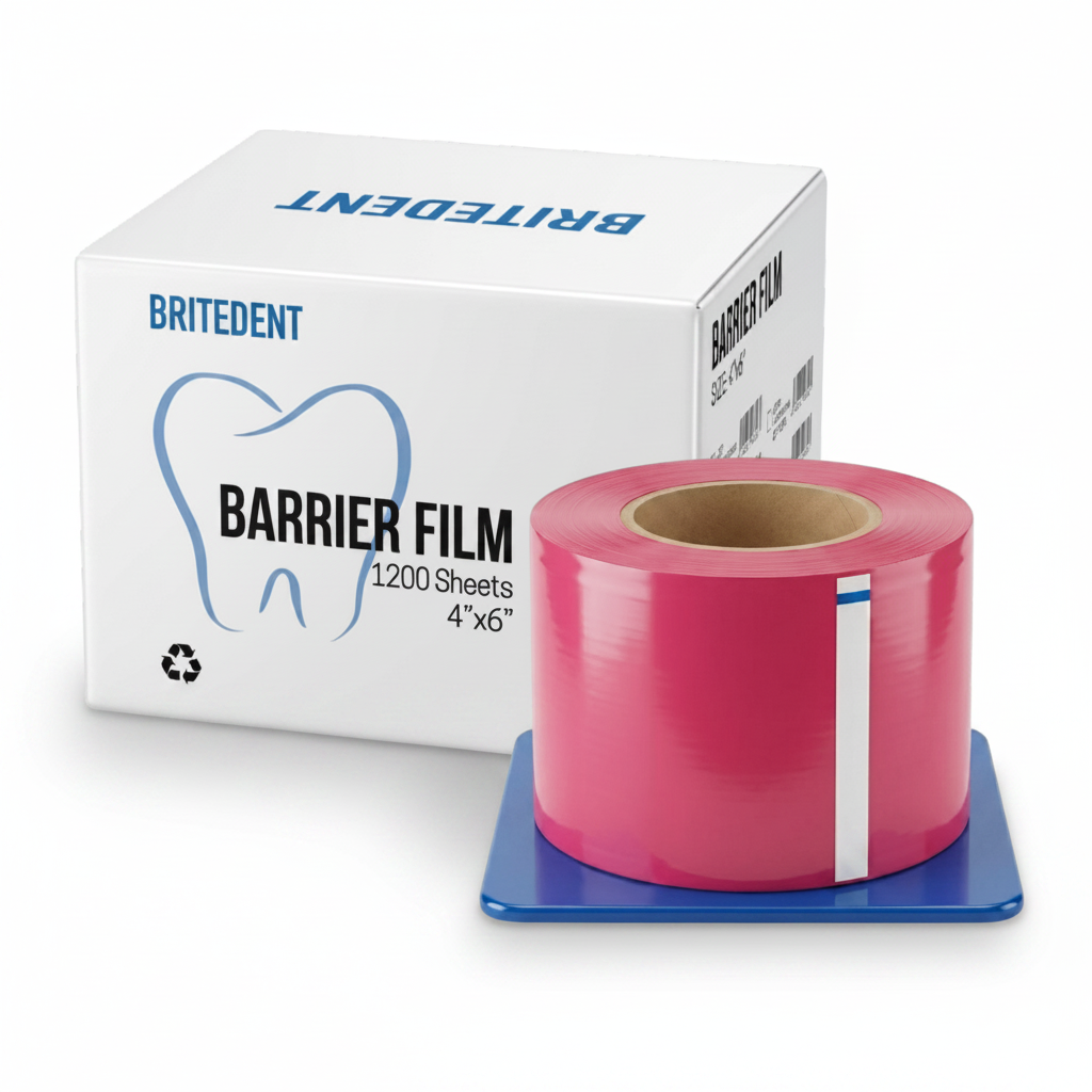 BRITEDENT Barrier Film 4 x 6 Pink 1200 Sheets with Dispenser Box