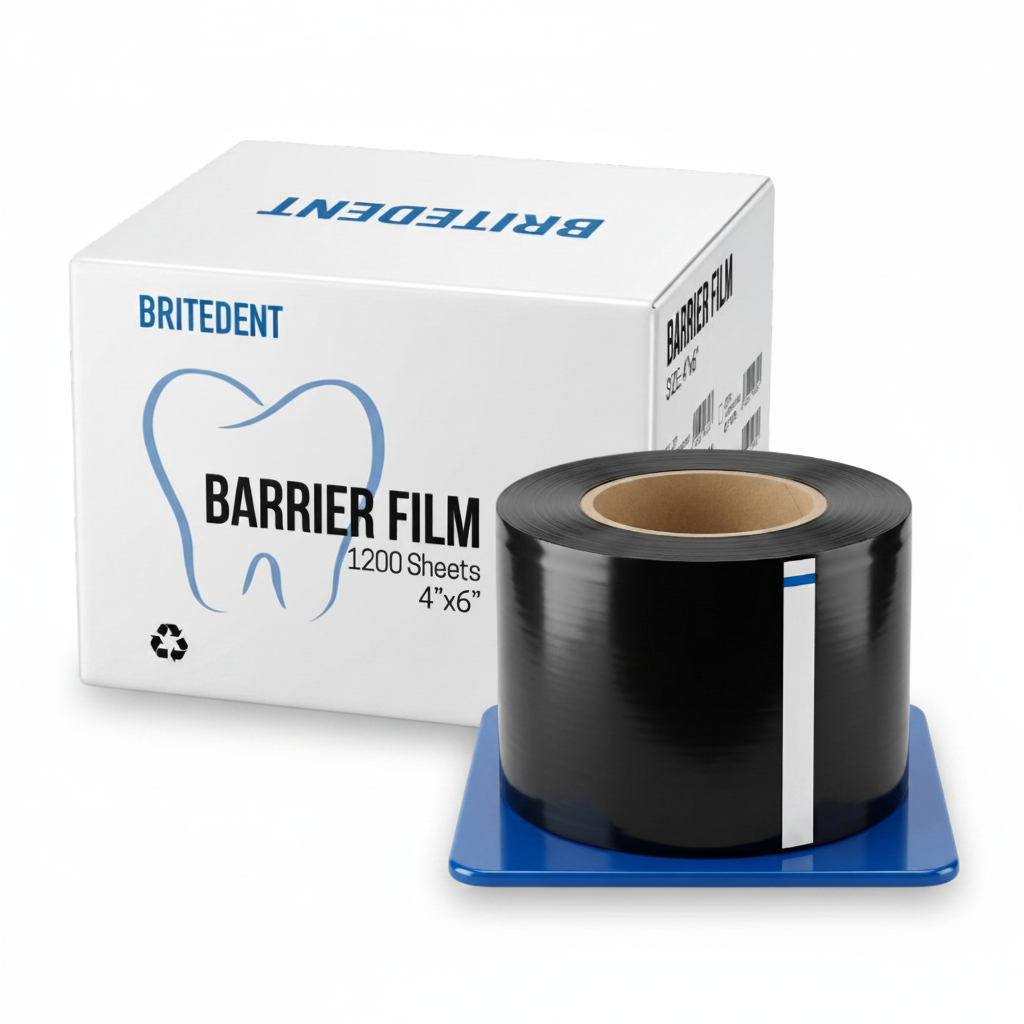 BRITEDENT Barrier Film 4" x 6" Black 1200 Sheets with Dispenser Box
