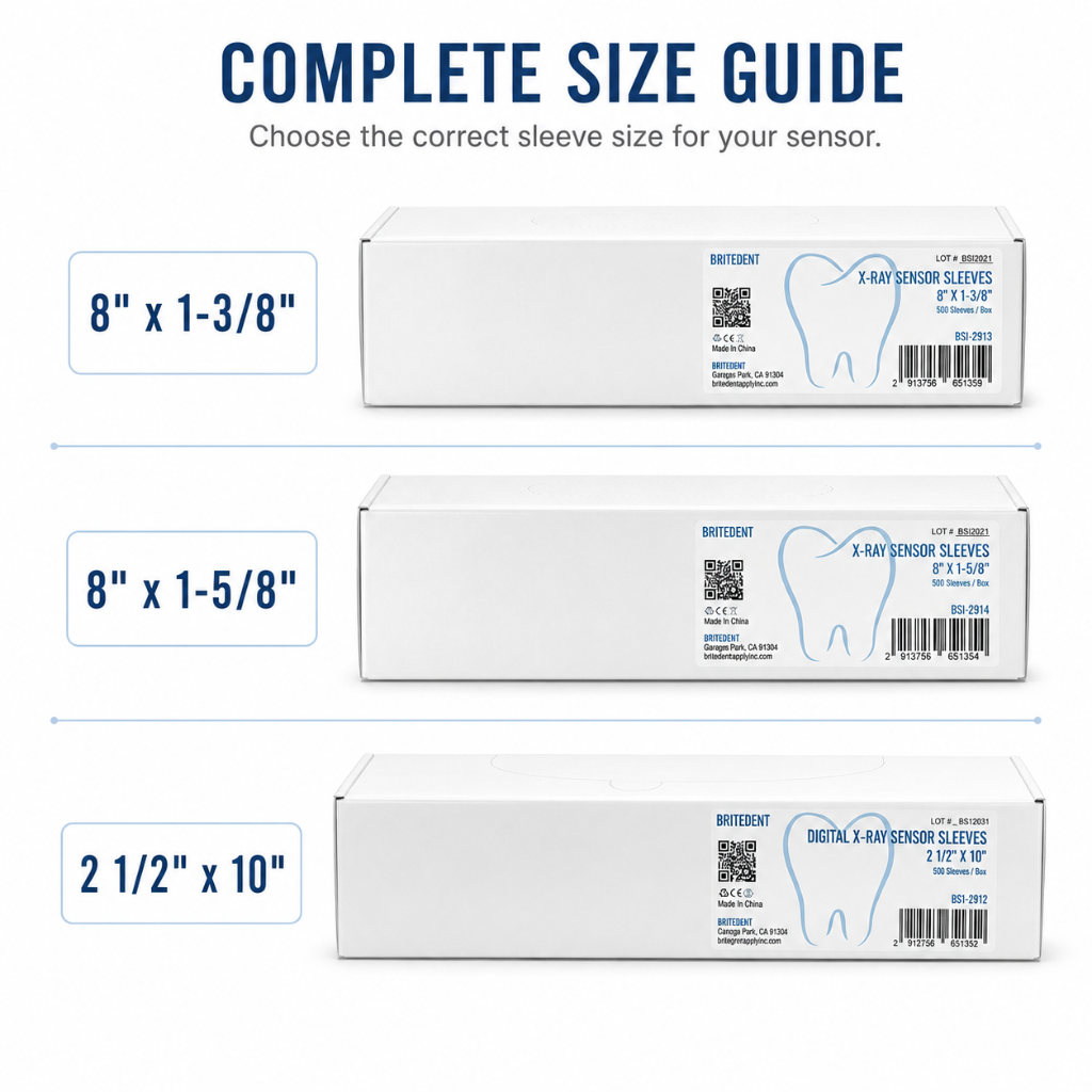 BRITEDENT Digital X-Ray Sensor Sleeves Sizes