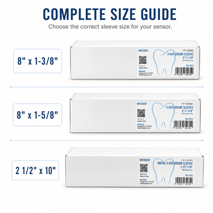 BRITEDENT Digital X-Ray Sensor Sleeves Sizes