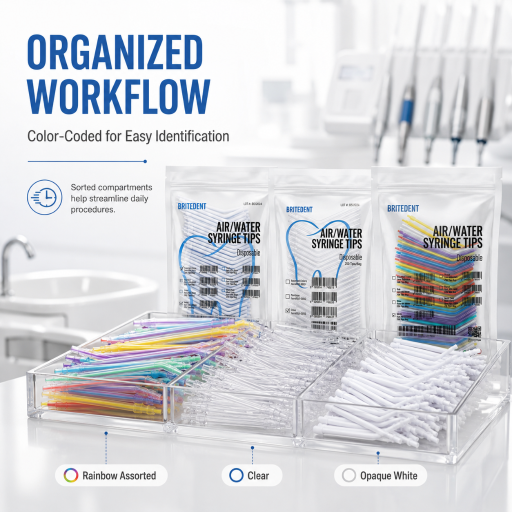 BRITEDENT Disposable Air Water Syringe Tips Organized