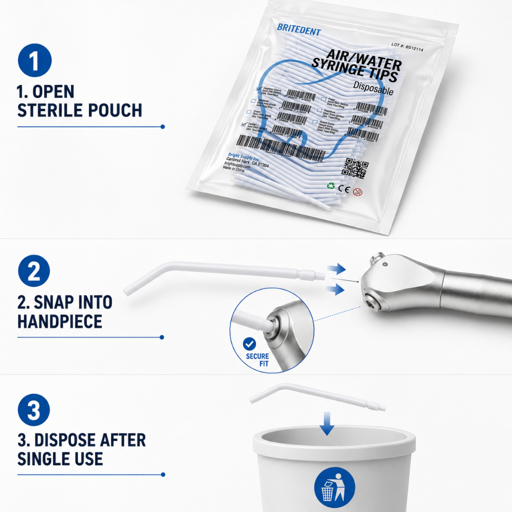 BRITEDENT Disposable Air Water Syringe Tips How