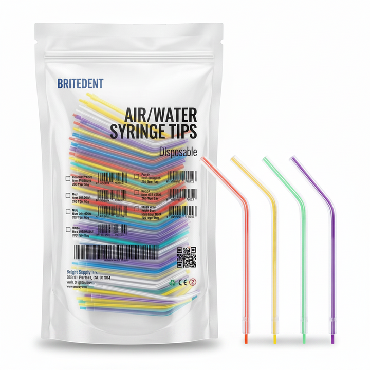 BRITEDENT Disposable Air Water Syringe Tips Rainbow Assorted Colors 250 Count