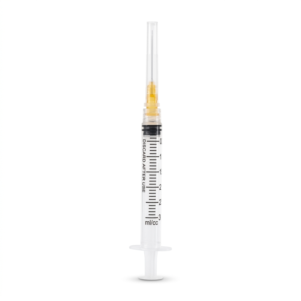 BRITEDENT Disposable Irrigation Syringes 25 Gauge 3cc Bendable Pre-Tipped Notched Tips