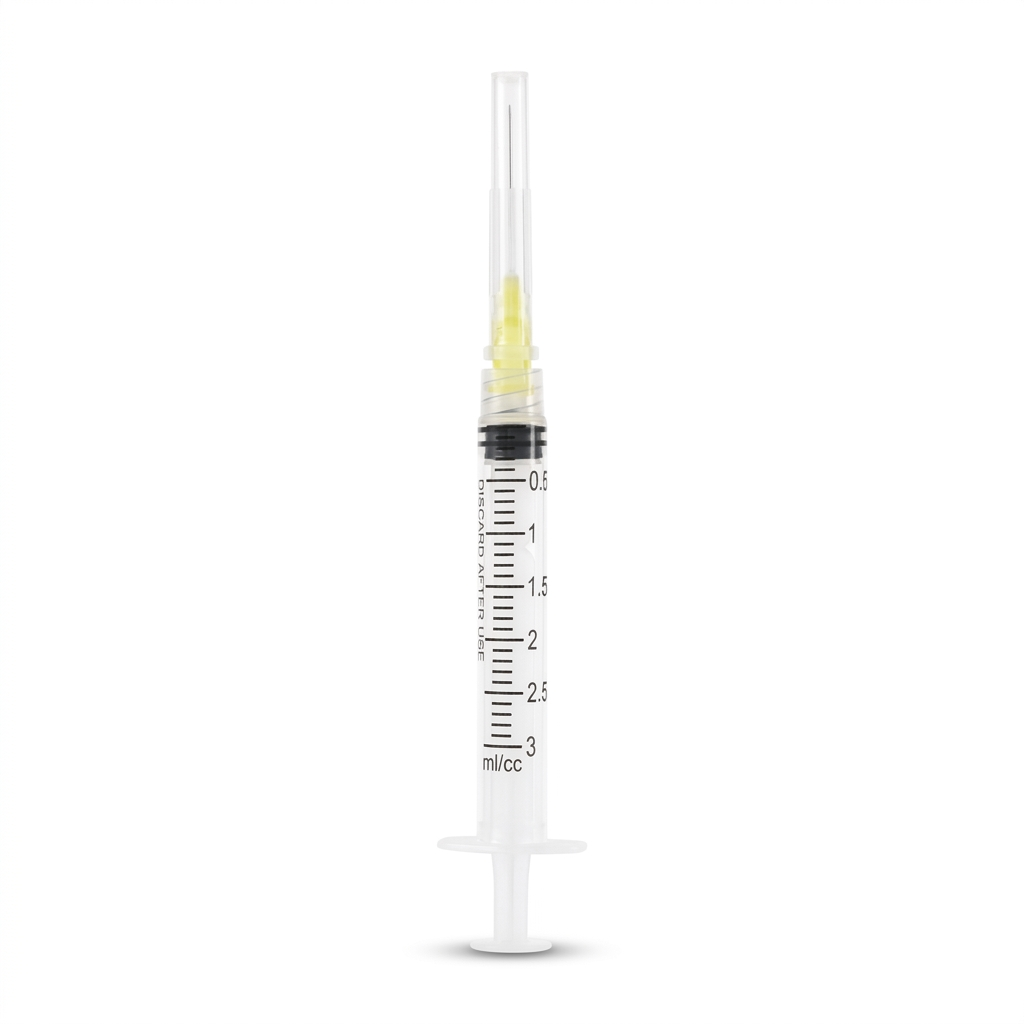 BRITEDENT Disposable Irrigation Syringes 27 Gauge 3cc Pre-Tipped Tips Single 100 Pcs