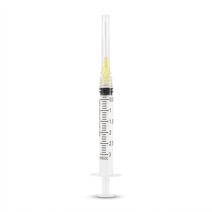 BRITEDENT Disposable Irrigation Syringes 27 Gauge 3cc Pre-Tipped Tips Single 100 Pcs