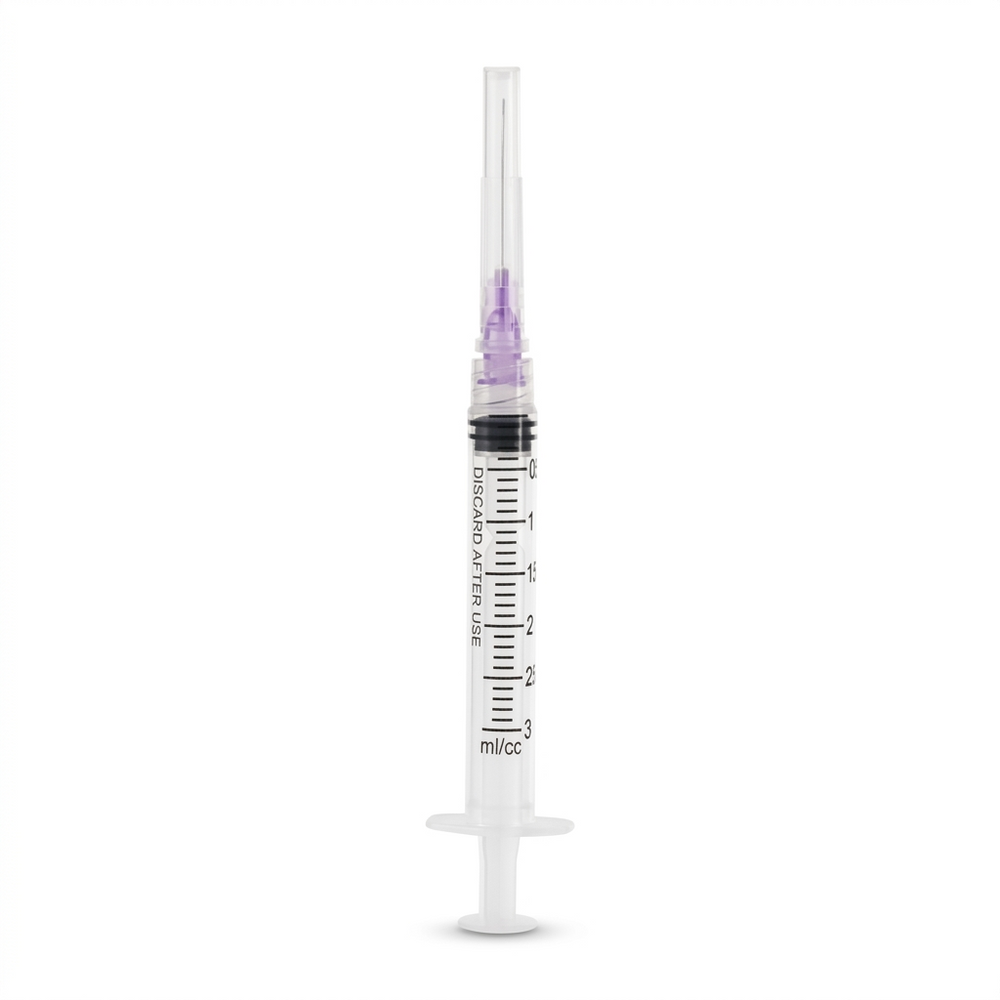 BRITEDENT Disposable Irrigation Syringes 30 Gauge 3cc Bendable Pre-Tipped Notched Tips Single