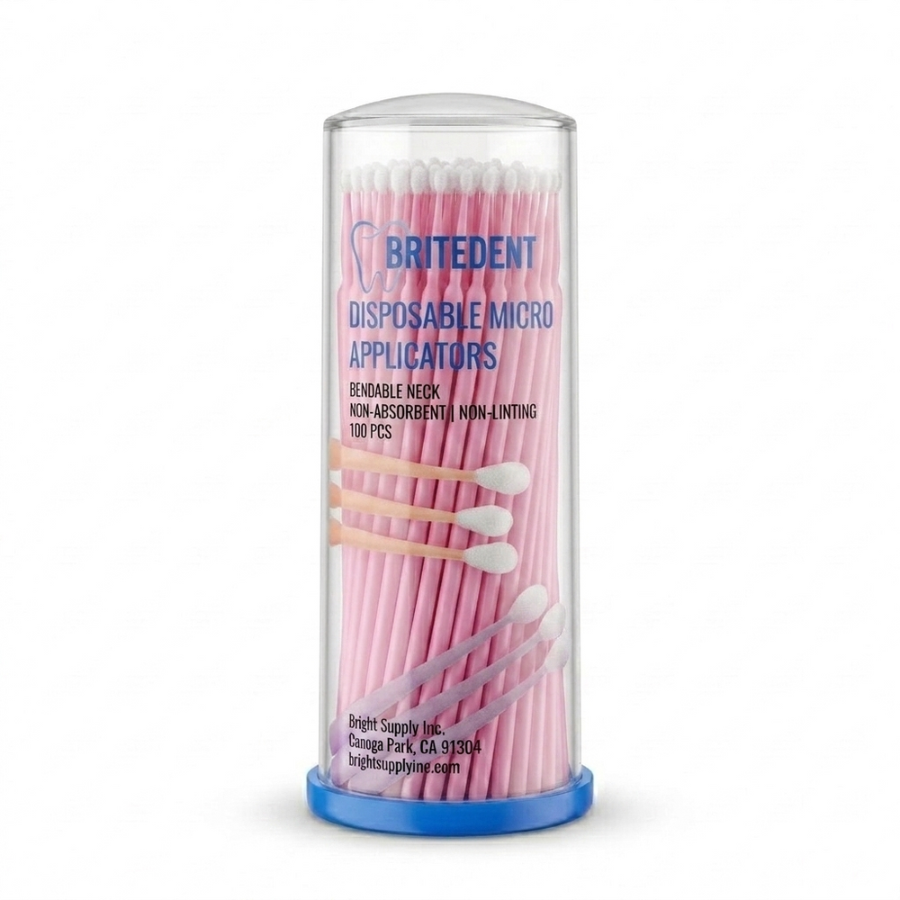 BRITEDENT Disposable Micro Applicators Fine 1.5mm Pink 100 Count Applicator Brushes
