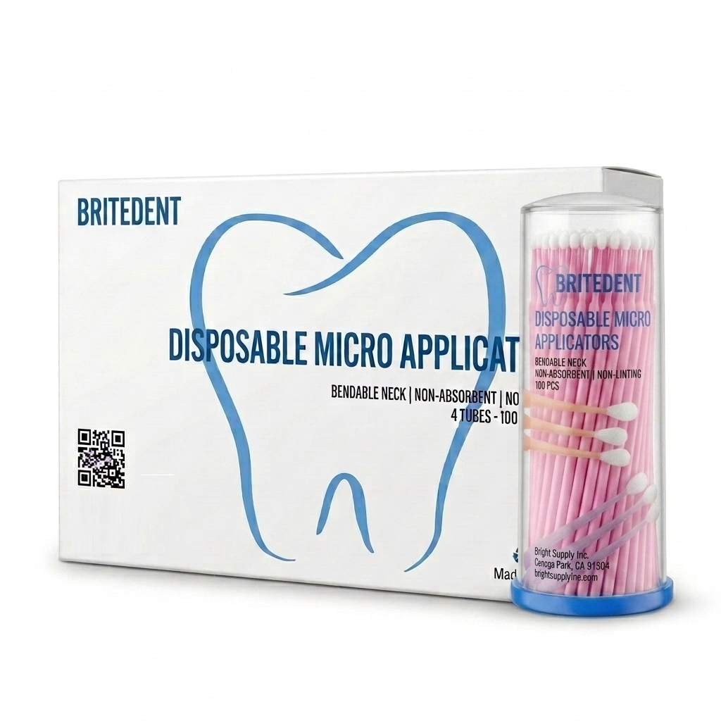 BRITEDENT Disposable Micro Applicators Fine 1.5mm Pink 400 Count Applicator Brushes