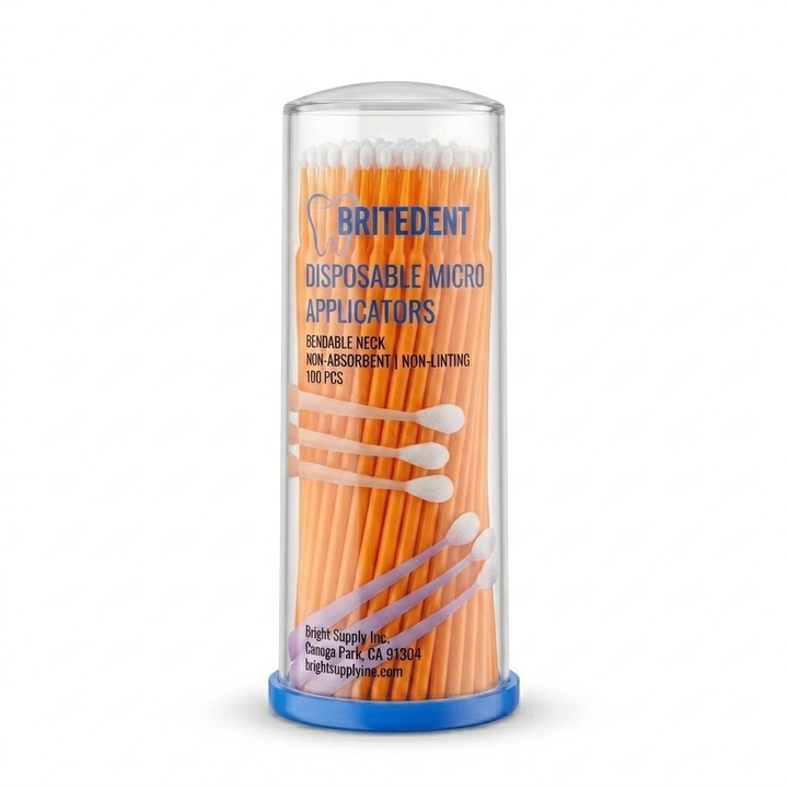 BRITEDENT Disposable Micro Applicators Regular 2.0mm Orange 100 Count Applicator Brushes
