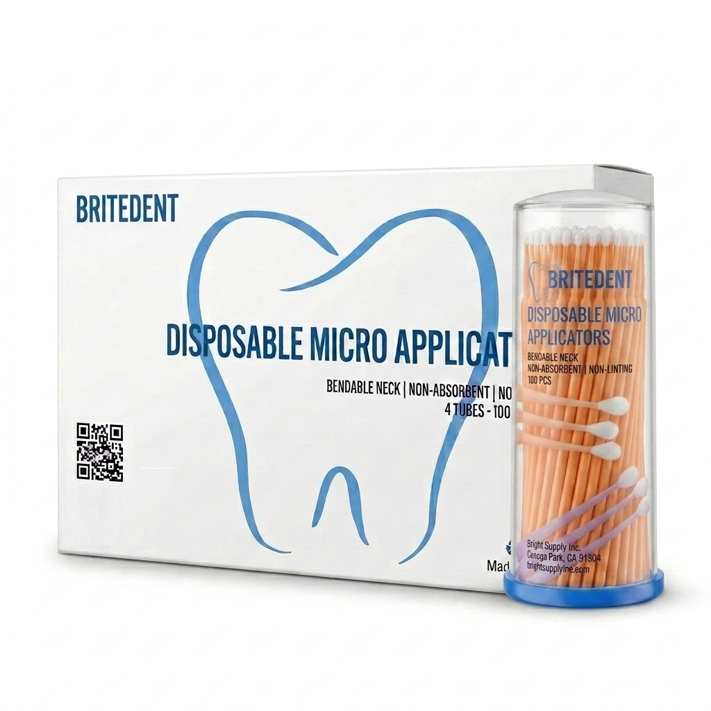 BRITEDENT Disposable Micro Applicators Regular 2.0mm Orange 400 Count Applicator Brushes