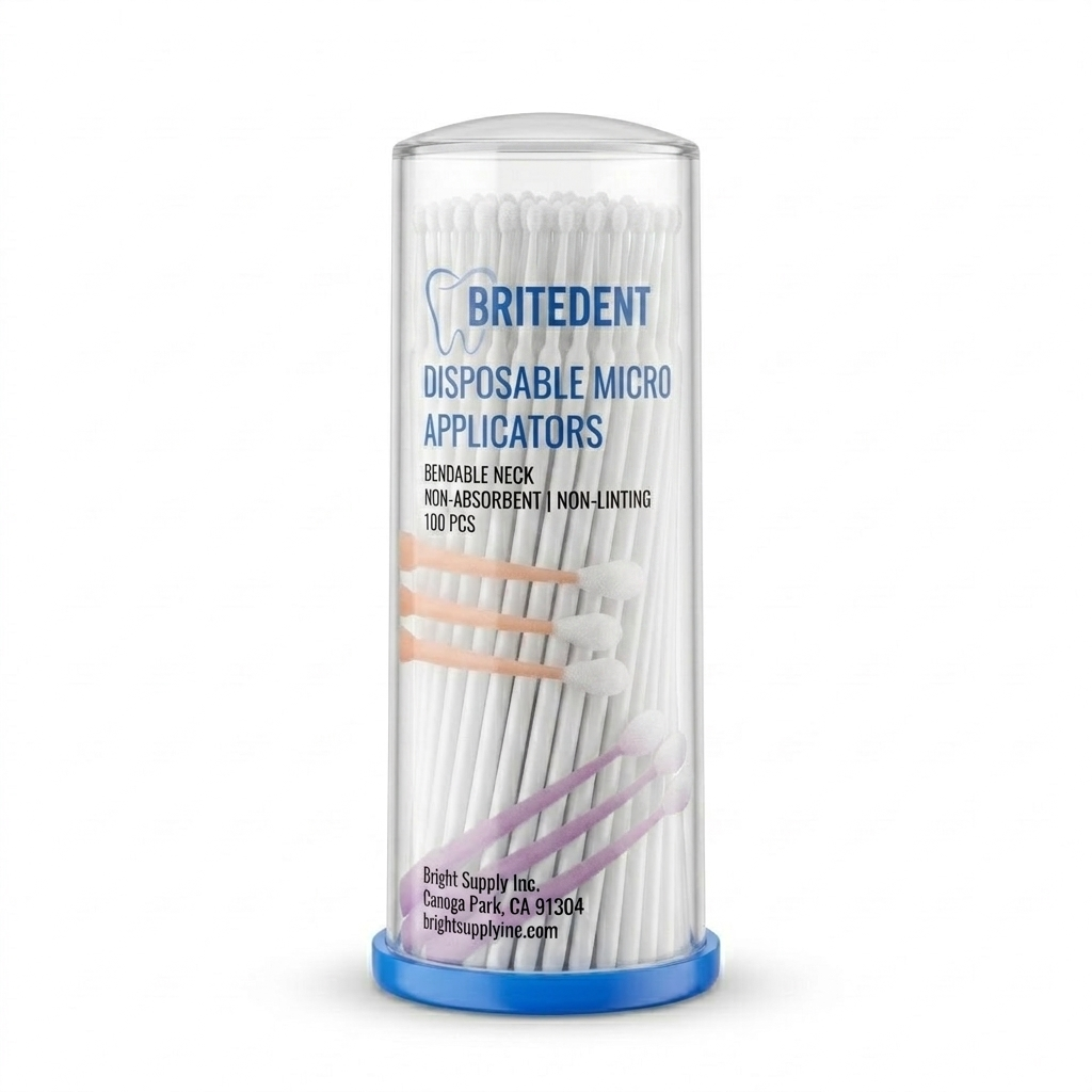 BRITEDENT Disposable Micro Applicators Super Fine 1.0mm White 100 Count Applicator Brushes