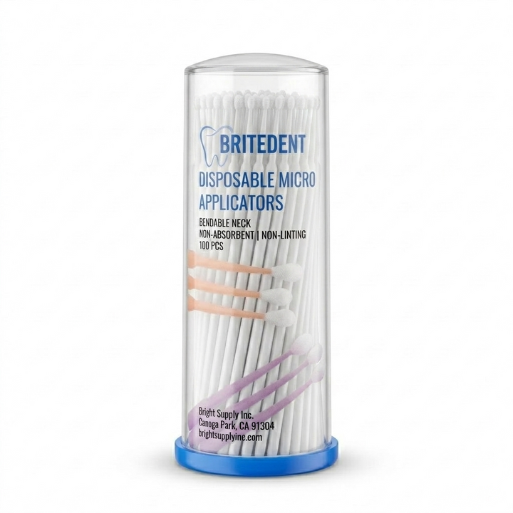 BRITEDENT Disposable Micro Applicators Super Fine 1.0mm White 100 Count Applicator Brushes