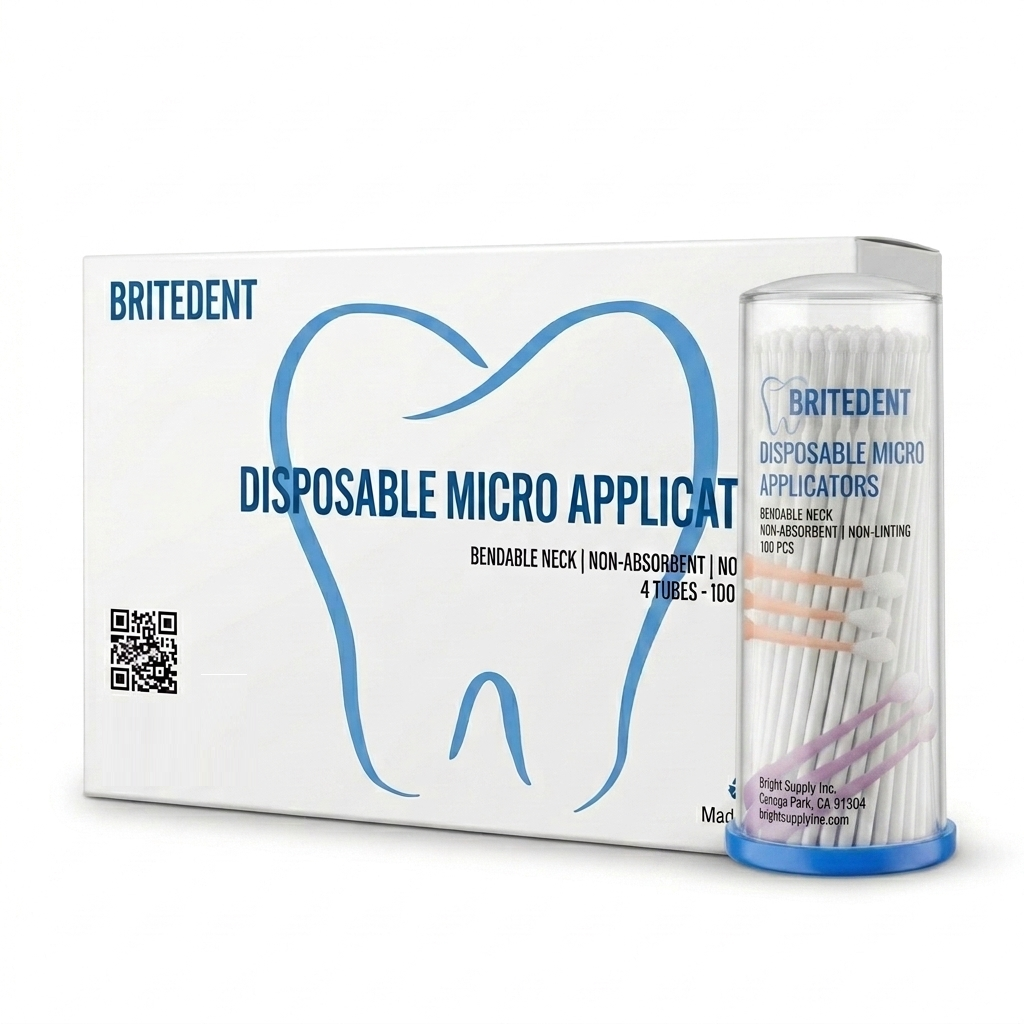 BRITEDENT Disposable Micro Applicators Super Fine 1.0mm White 400 Count Applicator Brushes