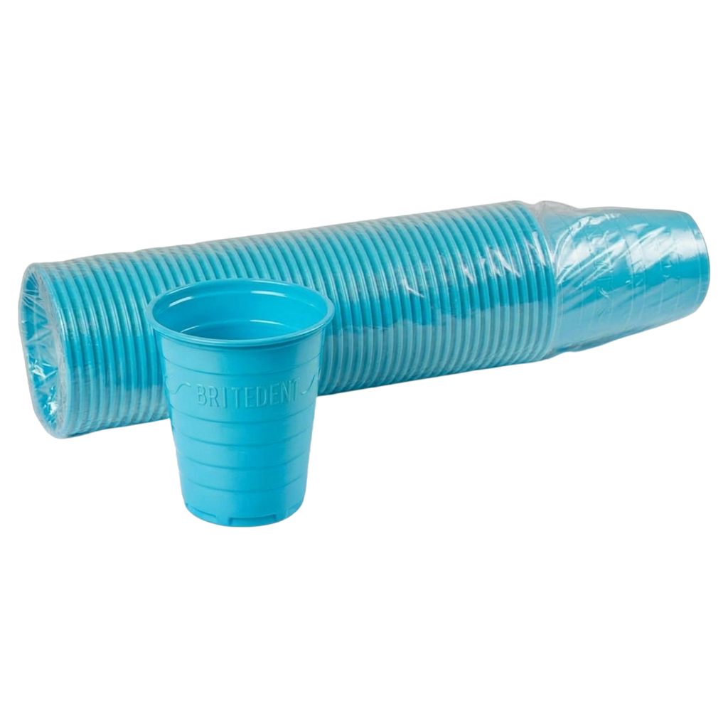BRITEDENT Disposable Plastic Drinking Cups 5 oz Blue Cup 