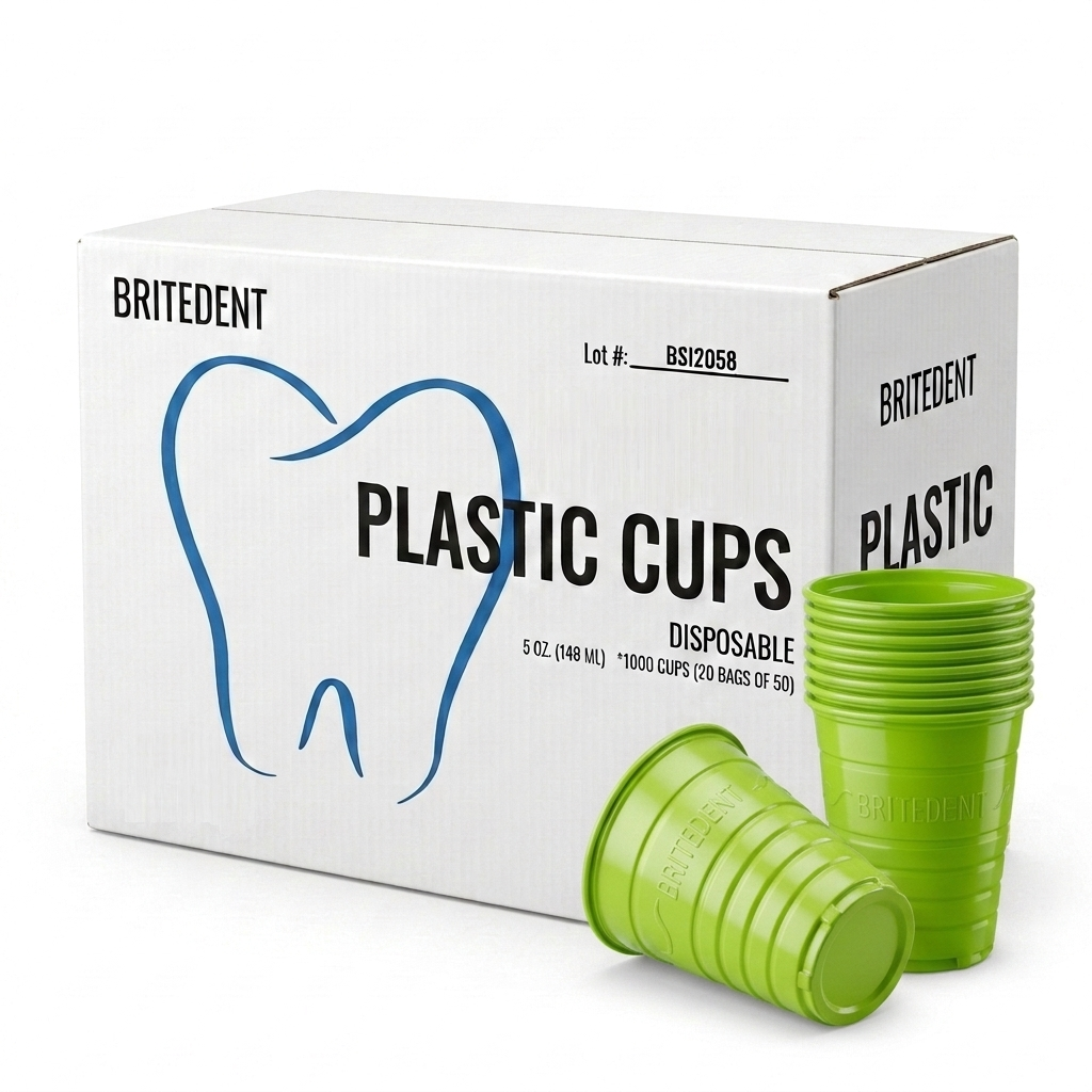 BRITEDENT Disposable Plastic Drinking Cups 5 oz Green 1000 Cups Dental & Medical Use Hero