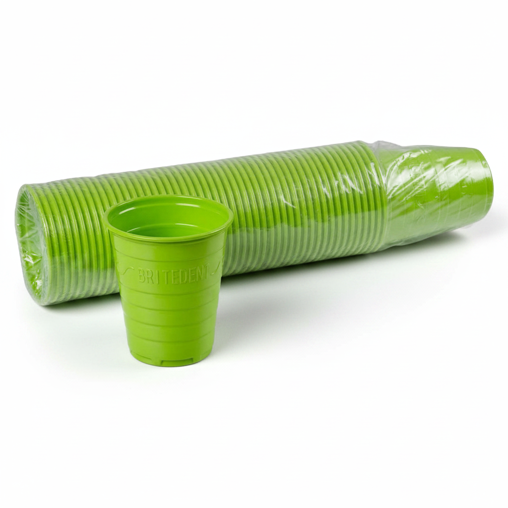 BRITEDENT Disposable Plastic Drinking Cups 5 oz Green Cup 