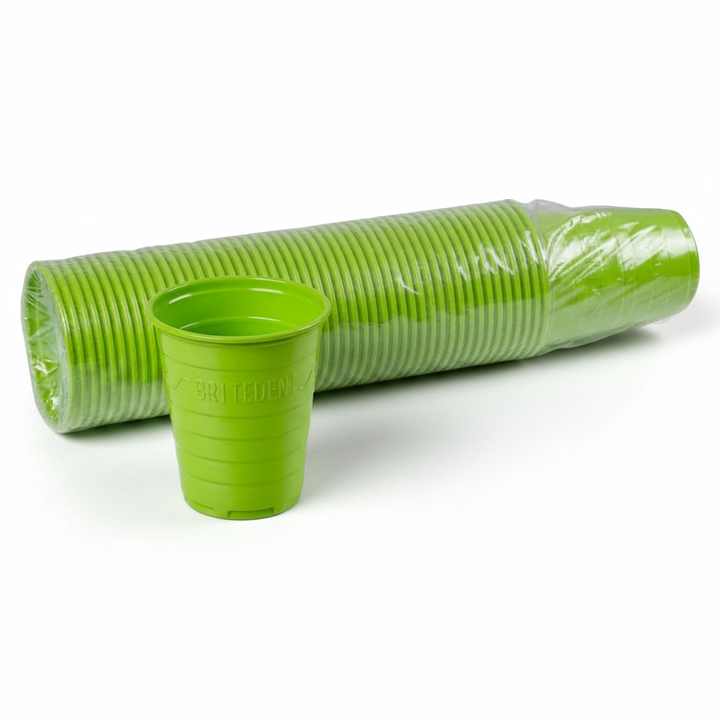 BRITEDENT Disposable Plastic Drinking Cups 5 oz Green Cup 