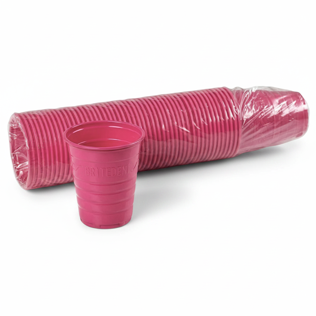 BRITEDENT Disposable Plastic Drinking Cups 5 oz Pink Cup 