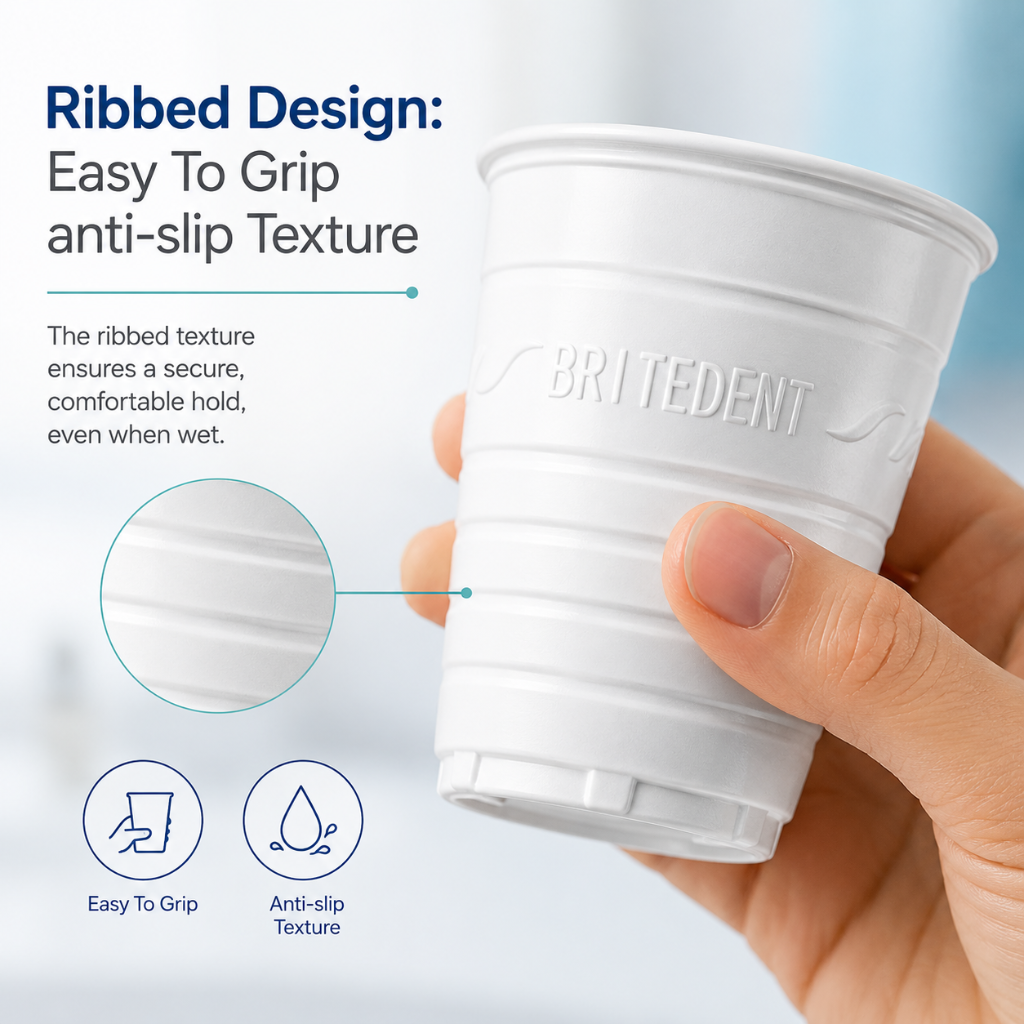 BRITEDENT Disposable Plastic Drinking Cups 5 oz Cup Ribbed