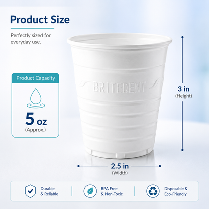 BRITEDENT Disposable Plastic Drinking Cups 5 oz Cup Durable Size