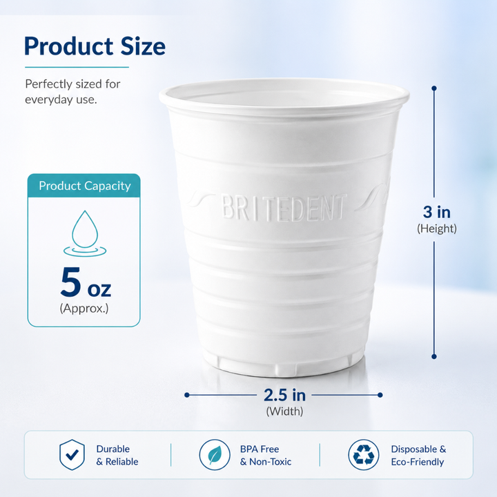 BRITEDENT Disposable Plastic Drinking Cups 5 oz Cup Durable Size